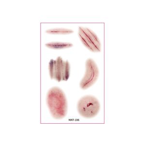 SHUSHABA Waterproof Halloween Tattoo Sticker Bloody Makeup Sweatproof Bruise Scab Scar Tattoo Sticker DIY Punk Zombie Cosplay Props Festival Carnival
