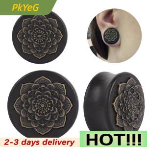 PkYeG Flower Wood Ear Plugs Flesh Tunnels Gauges Organic Double Flared Saddle