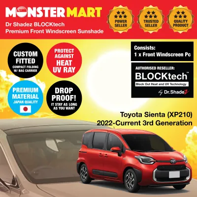 Dr Shadez BLOCKtech Custom Car Front Windscreen Foldable Sunshade for Toyota Prius CHR Yaris Cross Raize Noah Estima Wish AE20 Vellfire Sienta Harrier XU60 XU80 Altis E210 Sedan HatchbackCamry XV70