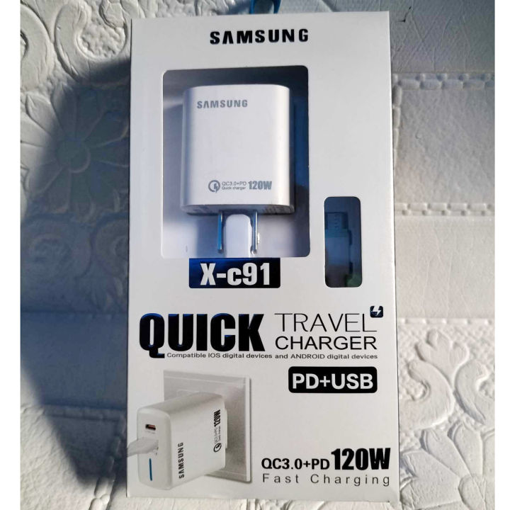 XC-91 Samsung 120W 2in1 Fast Charging Travel Charger