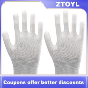 【ZTOYL】 12 Pairs Car Vinyl Wrap Gloves Polyester PU Coated Fingertip Anti-Static Gloves Dust-Free Window Tint Working Gloves