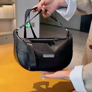 Cross-border Genuine Leather Womens Bag 2025 New Top Layer Cowhide Large Capacity Dumpling Bag Casual Single Shoulder Crossbody Bag