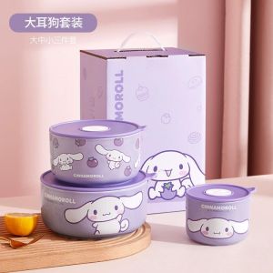 SG Sanrio Melody Hello Kitty HK Ceramic Vacuum Ceramic Airtight sealed lunchbox rice soup bowl rice microwave Giftbox