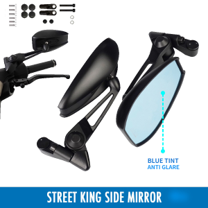 Motorcycle Side Mirror Street King Anti-glare Street King Adjustable Blue Lens Made IN Thailand