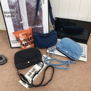 CRNGW ic Denim Shoulder Bag Zipper Vintage Blue Cloth Crossbody Bag All-Match Korean Style Cowboy Hobo Bag Women
