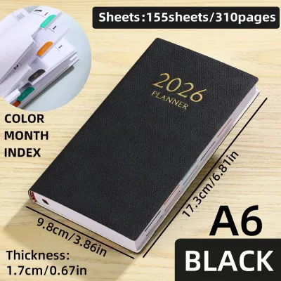 310 Ppages 2026 English Agenda Planner Organizer Diary A6 Notebook Daily Journal Stationery Notepad Calendar Sketchbook Office Note Book