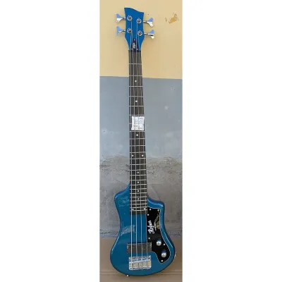 4 String Hofner Bass Mini Travel Black Electric Guitar Bass with Gigbag (Red/Blue/Black)