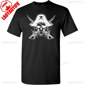 [Local Stock] VCC  Skull Print Skull Pirate Gothic Mens Summer T-shirt Halloween Tops Summer O-neck High Quality Cotton Short-sleeve