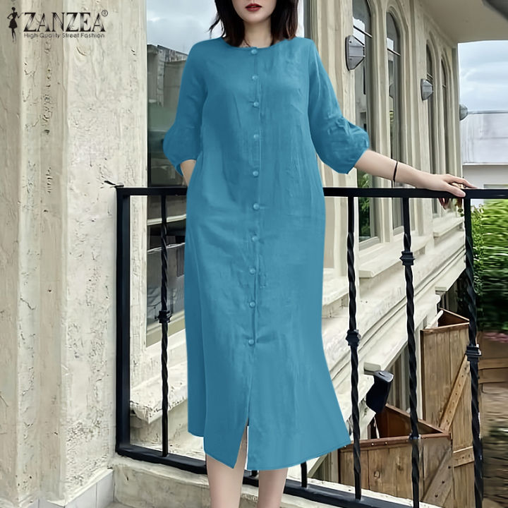 sachin and babi light blue dress 3/4 Sleeve Casual Solid Plus Size Maxi Dresses for Women for sale