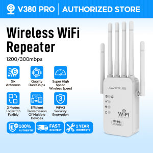 V380 PRO X Avidus Wireless WiFi Repeater 1200Mbps/300Mbps 6 antenna WiFi Extender Signal Amplifier Dual-band 2.4GHz 5GHz Dual Band Wireless Extender 6-antenna Ehanced Version for Home Office Enhance Network for home and small office only