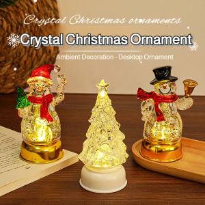 Christmas Crystal Night Light Desktop Christmas Glowing Decor Gift Party Bedroom Ambiance Lamp Christmas Night Light 圣诞老人小夜灯