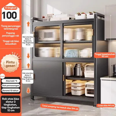 DIDA Set Lemari Dapur Estetik Rak Piring Susun Tertutup dan Rak Microwave Oven Serbaguna