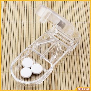 Nurm Square Round Transparent Pill or Tablet Cutter with Medicine Storage pill box