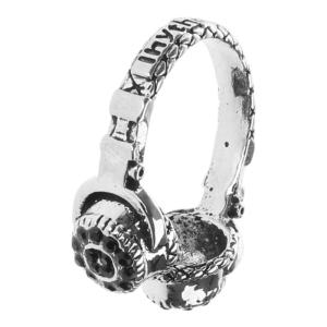 Vintage Ring Geometric Irregular Headphone Shaped Finger Ring Punk Rings Gothic Adjustable Opening Ring