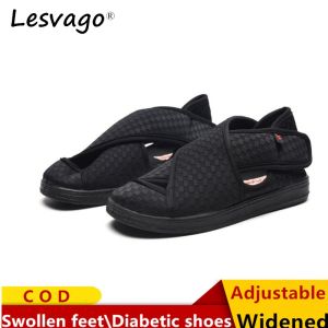 Lesvago Lady s Summer Diabetic Recovery Sandals with Adjustable Closure Wide Width Rubber Foamed Outsole Comfortable for Edema Swollen