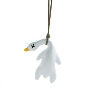 Aitemay Funny Goose Keychain Roast Duck Rope Keyring Backpack Pendant Car Hanging Accessories Ultraviolet Color Change White Key Chain
