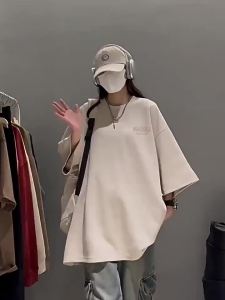 男士t恤短袖夏季重磅320克美式复古情侣款潮牌原创麂皮绒复古上衣