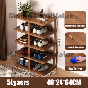 Global Shoe Rack Organizer 5/6/7 Layers Multi-Functional Stackable Shoes Organizer Desktop Storage Rack Nordic style Wooden Shoe Rack