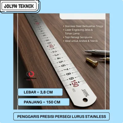 Penggaris Besi Lurus Stainless Ukuran Panjang 100 CM 150 CM Dan 200 CM Penggaris Baja Tahan Karat Presisi Berkualitas