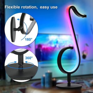 RGB LED Musical Note Night Light Table Lamp Bluetooth-Dimmable App Remote Controlled Table Wall Lamp Colorful Lamp for Home Room Decoration