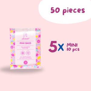 Pikalula Pink Bags (10pcs/pack) Fruity Scented Sanitary Disposal | Feminine Hygiene Pad Waste Disposable Bag Odour Neutralising Disposal Easy to Tie School Travel Scented Biodegradable