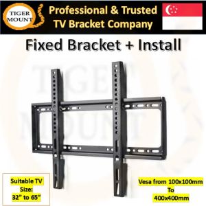 Fixed Type TV Mount With Installation Included / Slim and Sturdy TV Wall Bracket / Flat Screen Suitable For TV 32 to 65 inch