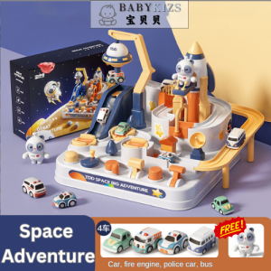 BABYKIDZS Car Adventure Puzzle Race Track Toy Eductional Playset 654 car 10 major levels 5 cute vehicles Local