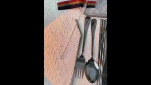 Personalized Stainless Steel Travel Utensil Set – 7-Piece Custom Engraved Cutlery with Carrying Case – Reusable Compact Flatware for Camping Office Picnic & Travel