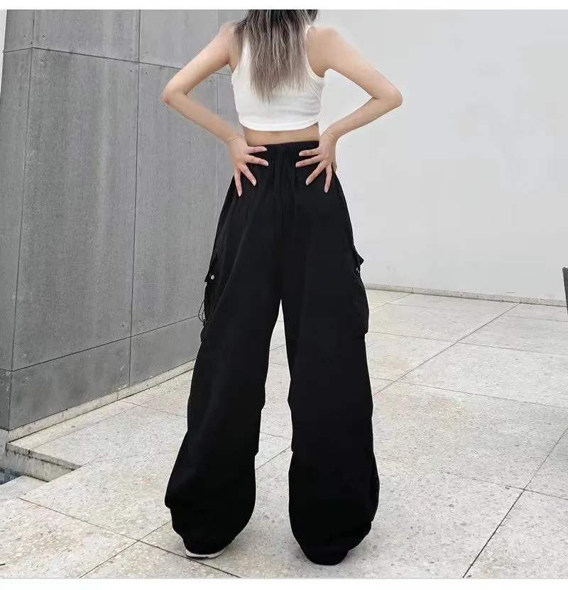High Waist Plus Size 35-125kg Korean Wide Leg Pants Retro Work