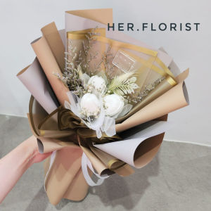 HER.FLORIST [TULIP] Triple Soap Tulip Flower Bouquet / Buket Bunga Sabun Tulip 3PCS / Buket Artificial / Buket Graduasi