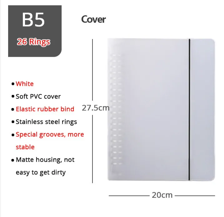 Loose Leaf Binder Cover and Refill A5/B5/A4 (20/26/30 Holes