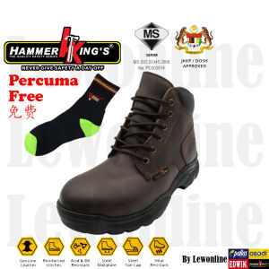 Hammer Kings Normal Safety Shoes 13014 Mid Cut Lace-up Steel Toe Cap Leather Working Shoes