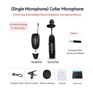 SUPERADD UHF Wireless Lavalier Microphone  karaoke Portable Audio Video Mini Mic for Phone Teaches Speaker Live Broadcast Phone
