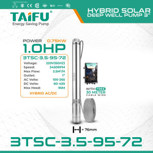 TAIFU Hybrid Solar AC/DC Deep Well Pump (3" Diameter) - 1.0HP | 1.5HP | 2.0HP (UNIT ONLY)