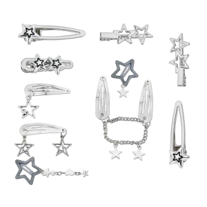 10pcs Stylish Silver Hairpin Trendy Hair Clip Casual Wear Hair Barrettes for Women and Children