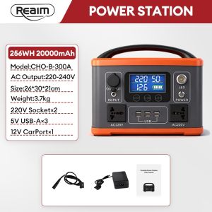 REAIM Large Capacity Power Station Solar Power Generator Portable 300W 16000mah  Emergency Power  Multifunctional Solar Power Station