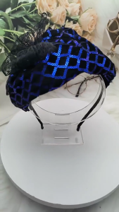 Sequins Half Caps Lace Bowknot Hairhoop for Women French Headband 20s Fascinator Evening Dress Hat for Formal Occasion