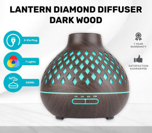 500ML Lantern Diamond Diffuser Dark Wood Remote Ultrasonic Air Humidifier Aroma Diffuser Aromatpy Humidifier