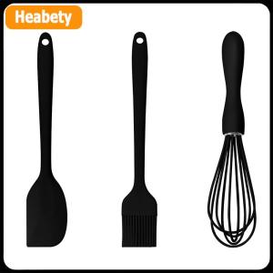 【2-3 ngày giao hàng】 3 cái bộ Silicone Baking Set bánh kem thìa scraper bếp hộ gia đình trứng Whisk thịt nướng dầu bàn chải tiện ích nhà bếp Nguồn cung cấp