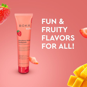 Boka Kids ยาสีฟันนาโนไฮดรอกซีอะพาไทต์ ปราศจากฟลูออไรด์ - รสสตรอว์เบอร์รีมะม่วง - 113 กรัม