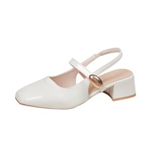 New Mary Jane Slingback Block Heels Square Toe Women Fashion Heels 4cm add 1 size