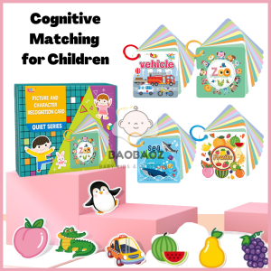 Baobaoz 4 in 1 Themes DIY Matching Card Flash Card Quiet Book for Kids Early Learning