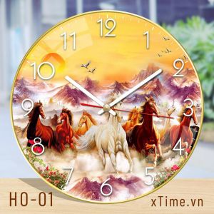 Đồng Hồ Tráng Gương "MÃ ĐÁO THÀNH CÔNG" In UV 5D Cao Cấp - Đồng Hồ Treo Tường Phong Cách Hiện Đại