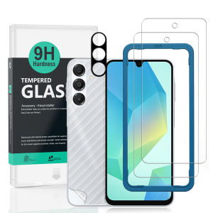 Ibywind For Samsung Galaxy A16 4G/5G Screen Protector(Pack of 2)with 1pc Metal Lens Protector1pc Carbon Fiber Back FIlmEasy Install Kit