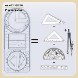 [COD] 1ชิ้นไม้บรรทัดวาดรูปทรงเรขาคณิตเคลื่อนย้ายได้360 ° อเนกประสงค์สำหรับนักเรียนชั้นประถมศึกษาคณิตศาสตร์แบบพกพา3D โปร่งใสแบน