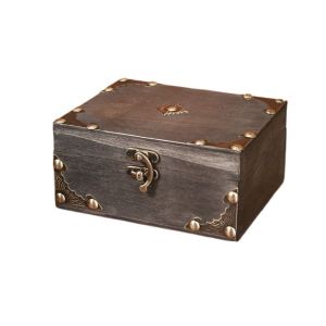 RBJ4 Retro Decoration Wooden Box Square Lockable Lockable Password Box Household Portable Jewelry Storage Case Rings