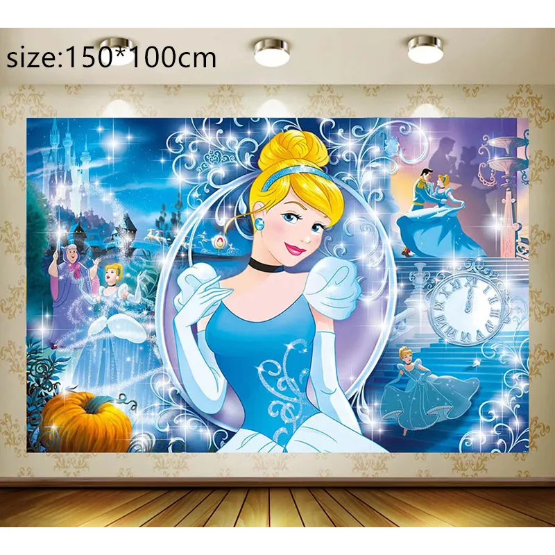 150cm100cm Lovely Cinderella Backdrop Girls Princess Happy