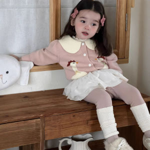 Childrens Winter Thickened Clothes Baby Autumn and Winter Outfits Korean Style Childrens Clothing Girls Sweater with Fleece Lining and Leggings Set