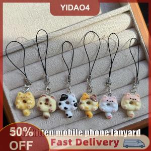 【YIDAO4】 1PC DIY Accessories Cat Cookie Phone Charm Strap Soft Kawaii Kitty Couple Keychain Pendant Cute Lanyard Keycord