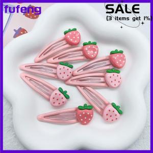 fufeng 2 Pcs Cute Sweet Strawberry Hairpin Lovely Pink Hair Clips Girls Bangs Clips BB Snap Clip Hair Accessories